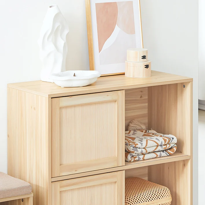 SoBuy | Sideboard mit Schiebetüren | Flurschrank | Küchenschrank | Kommode | Natur | FSB87-N