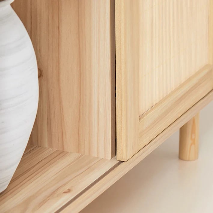 SoBuy | Sideboard mit Schiebetüren | Flurschrank | Küchenschrank | Kommode | Natur | FSB87-N