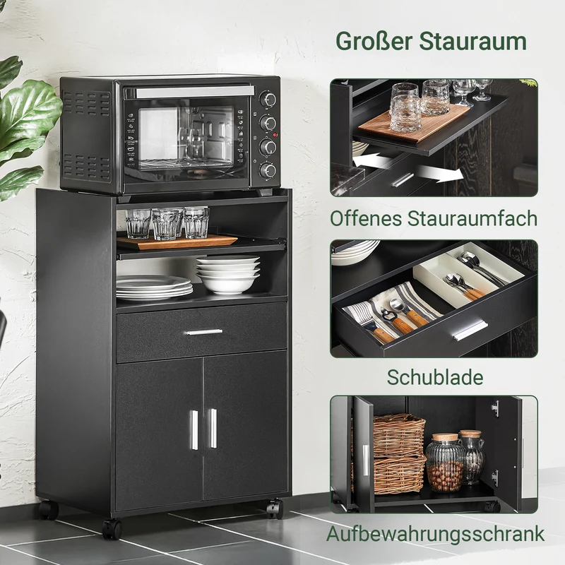 Vorverkauf | SoBuy | Küchenschrank | Rollschrank | mit 1 Schieb-Ablage | Schwarz | FSB09-SCH