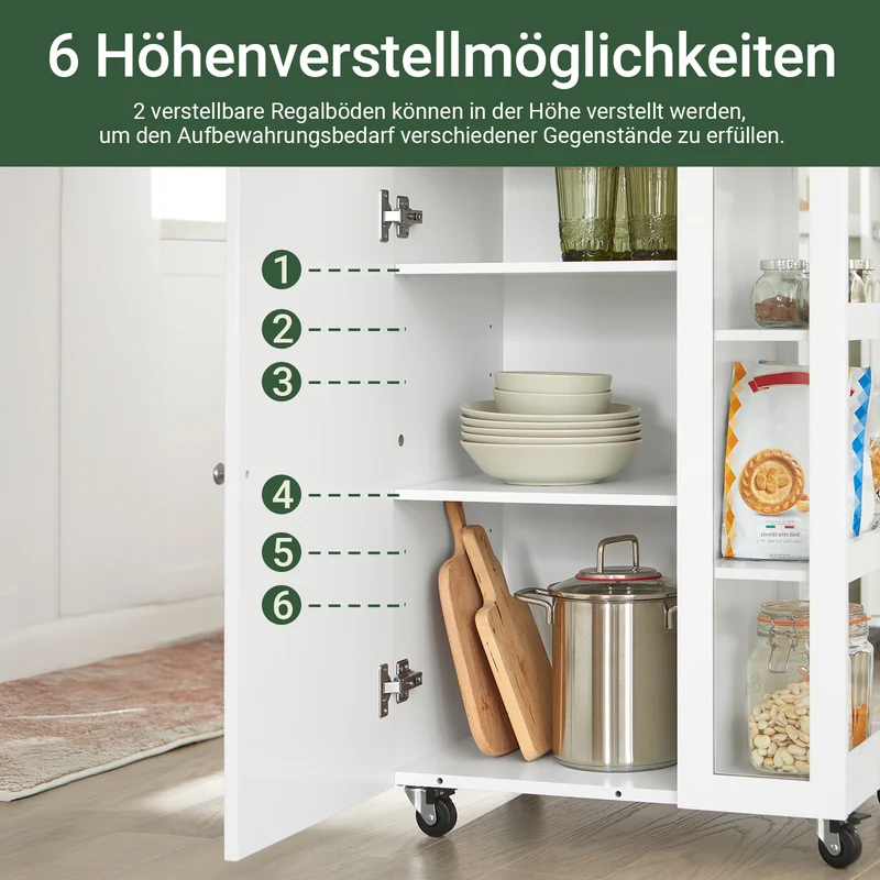 SoBuy | Küchenwagen Servierwagen | mit 3 Ablagefächern | Weiß-Natur | 60x90x40cm | FKW75-WN
