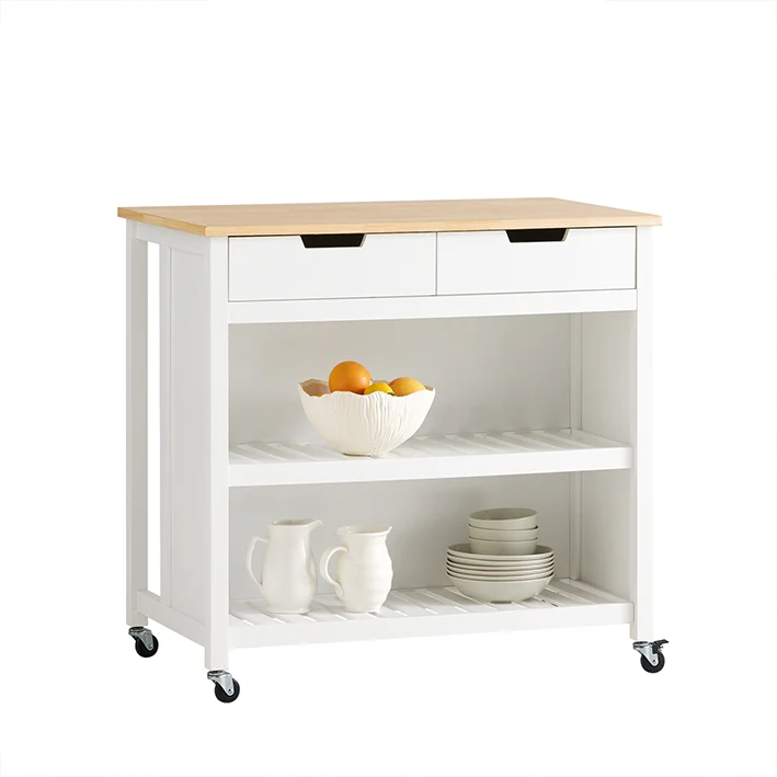 SoBuy | Kücheninsel | Küchenschrank | Küchenwagen | Weiß-Natur | FKW74-WN