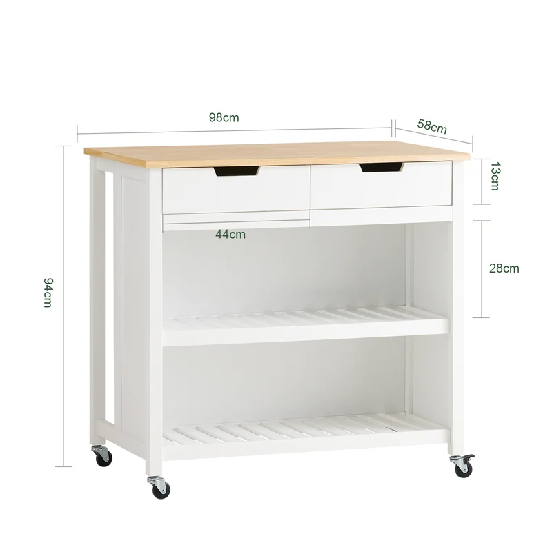 SoBuy | Kücheninsel | Küchenschrank | Küchenwagen | Weiß-Natur | FKW74-WN