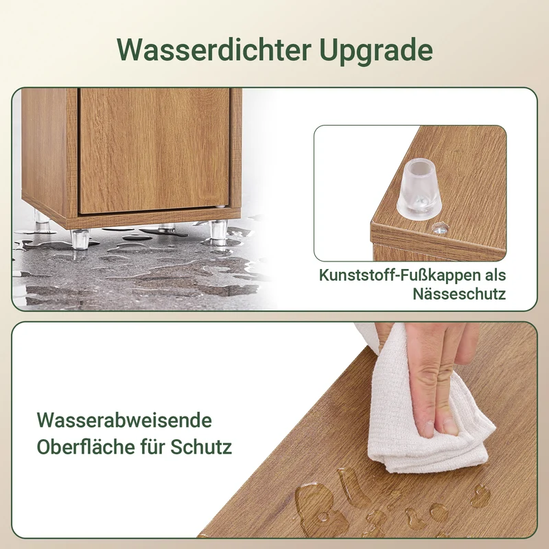 SoBuy | Badzimmerschrank Schmal | mit Verstellbare Ablagen | Vintage 20x180x20cm BZR34-II-PF