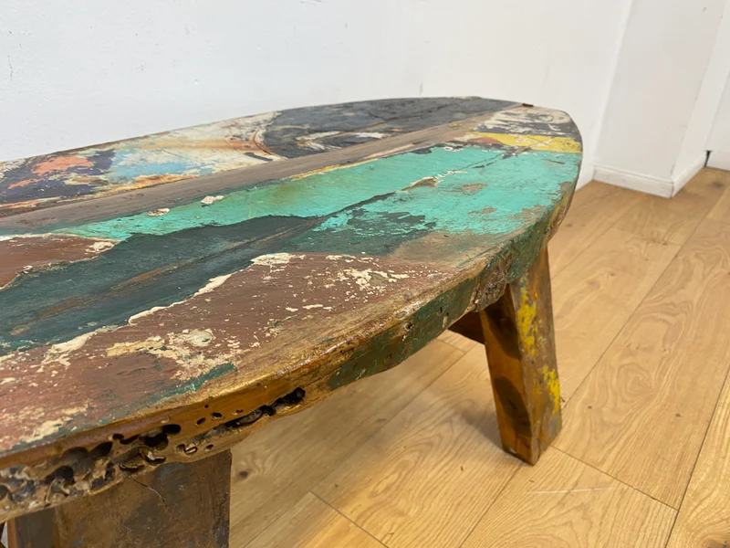 Boatwood by WMK I Robuste Sitzbank aus altem Bootsholz in Originalfarben