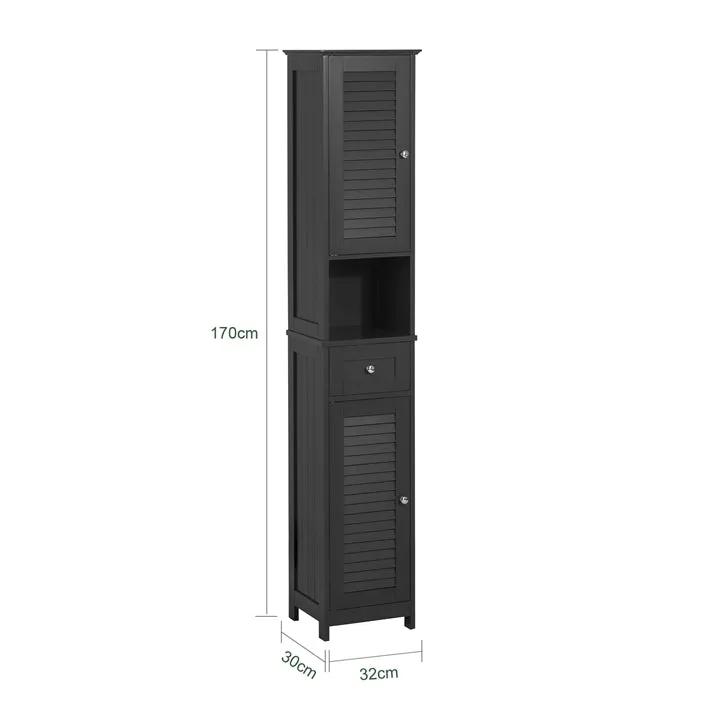 SoBuy | Bad Hochschrank | Badschrank | Badregal Grau | FRG236-DG