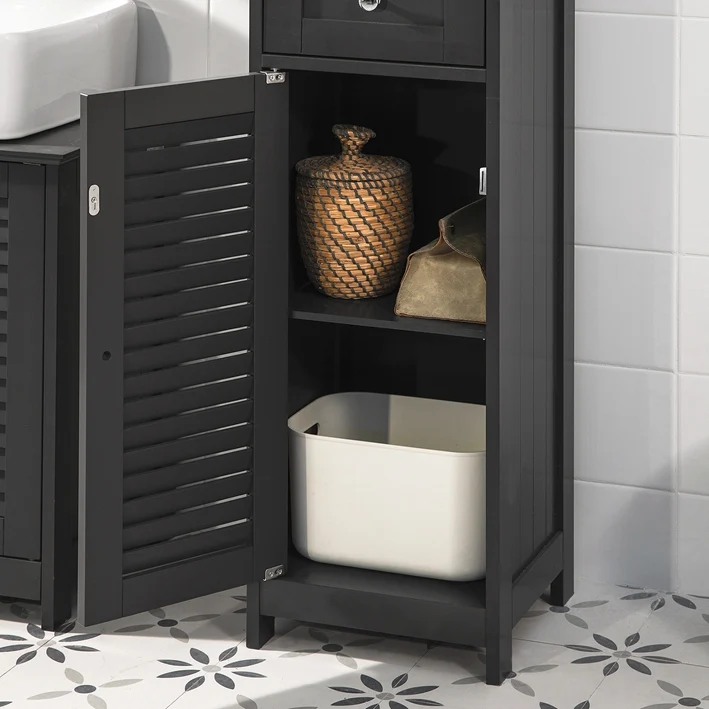 SoBuy | Bad Hochschrank | Badschrank | Badregal Grau | FRG236-DG