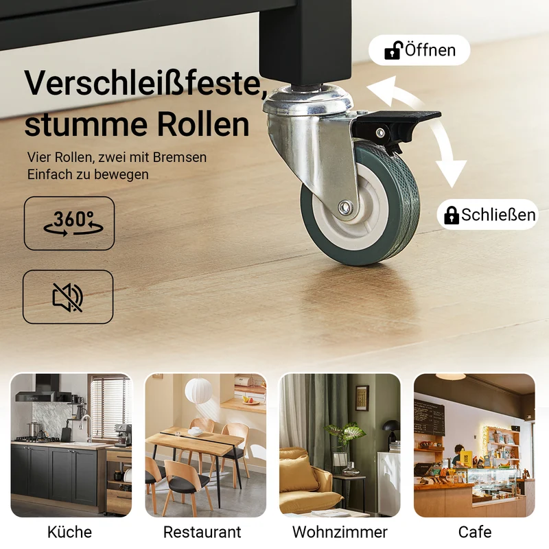 SoBuy Küchenwagen Servierwagen aus Edelstahl Schwarz 60x92x45cm FKW22-SCH