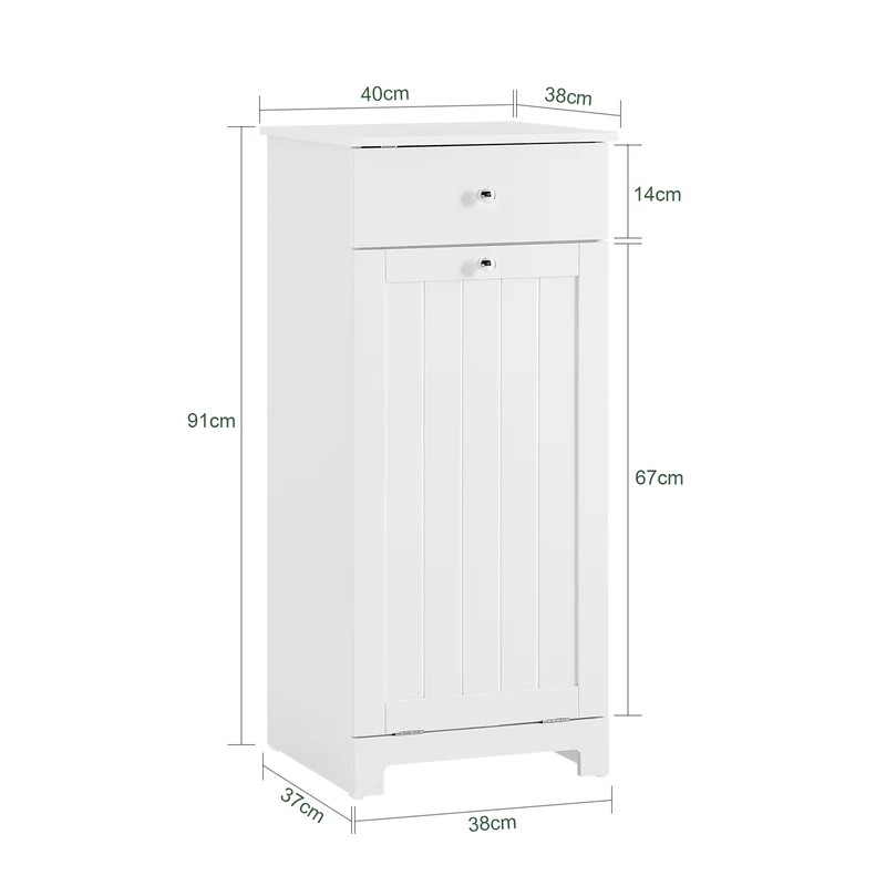 SoBuy | Wäscheschrank | mit Wäschesack | Wäschesammler | Wäschekorb Weiß | BZR21-II-W