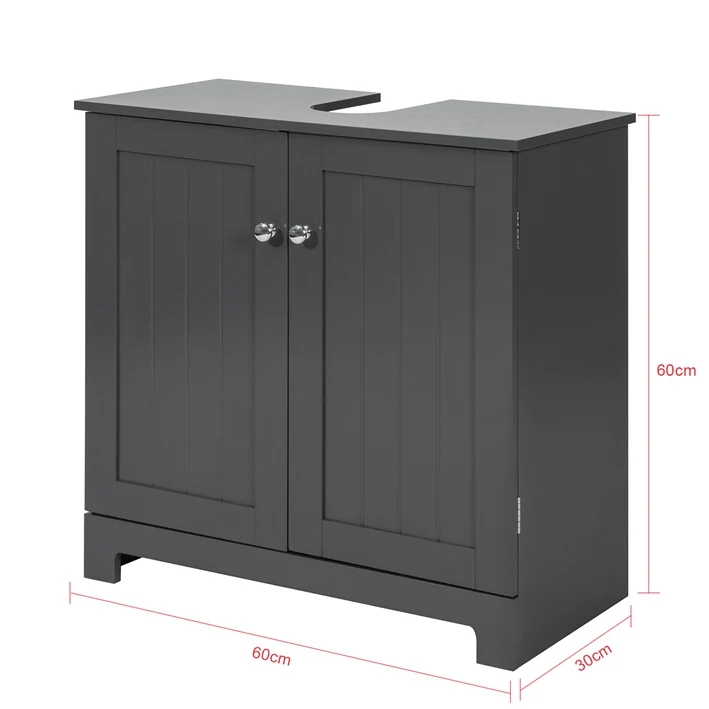 SoBuy | Waschbeckenunterschrank | Badezimmerschrank Dunkelgrau | Landhaus | BZR18-DG