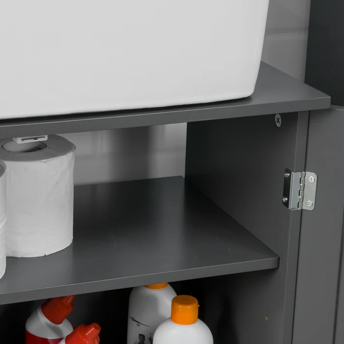 SoBuy | Waschbeckenunterschrank | Badezimmerschrank Dunkelgrau | Landhaus | BZR18-DG