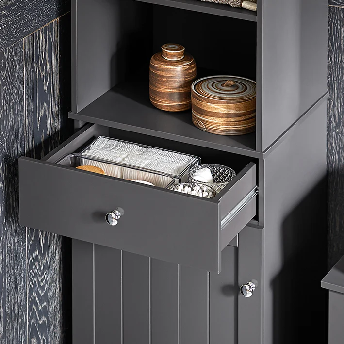 SoBuy | Bad Hochschrank | Badschrank | Badregal Dunkelgrau | BZR17-DG