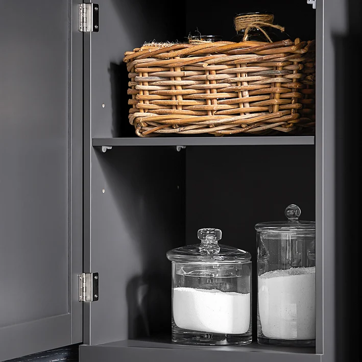SoBuy | Bad Hochschrank | Badschrank | Badregal Dunkelgrau | BZR17-DG
