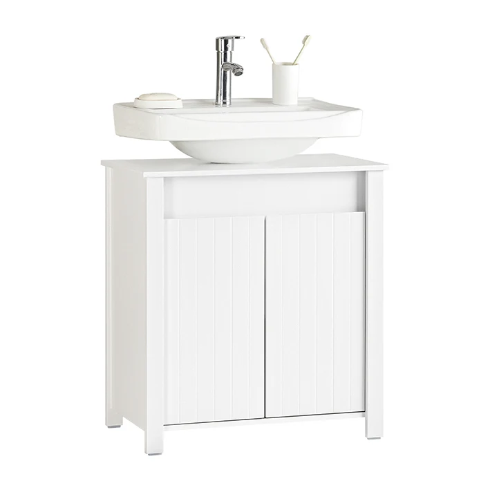 SoBuy | Waschbeckenunterschrank | Badschrank | Waschtisch | Weiß | BZR101-W