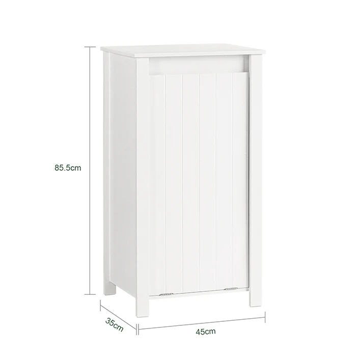 SoBuy | Wäscheschrank mit ausklappbarem Wäschesack | Wäschesammler | Wäschekorb | Weiß | BZR100-W