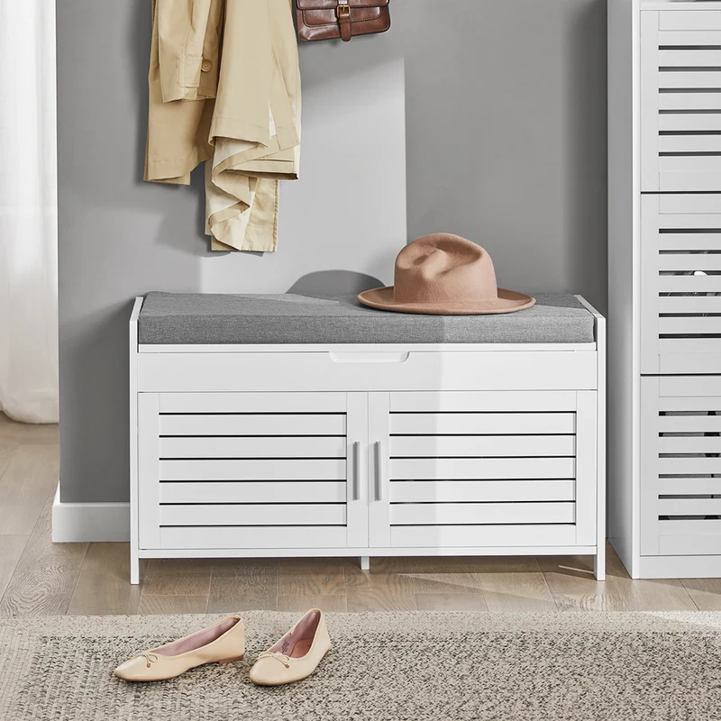 SoBuy | Garderobenbank | Sitzbank | Dielenbank | Schuhbank Weiß | FSR102-W