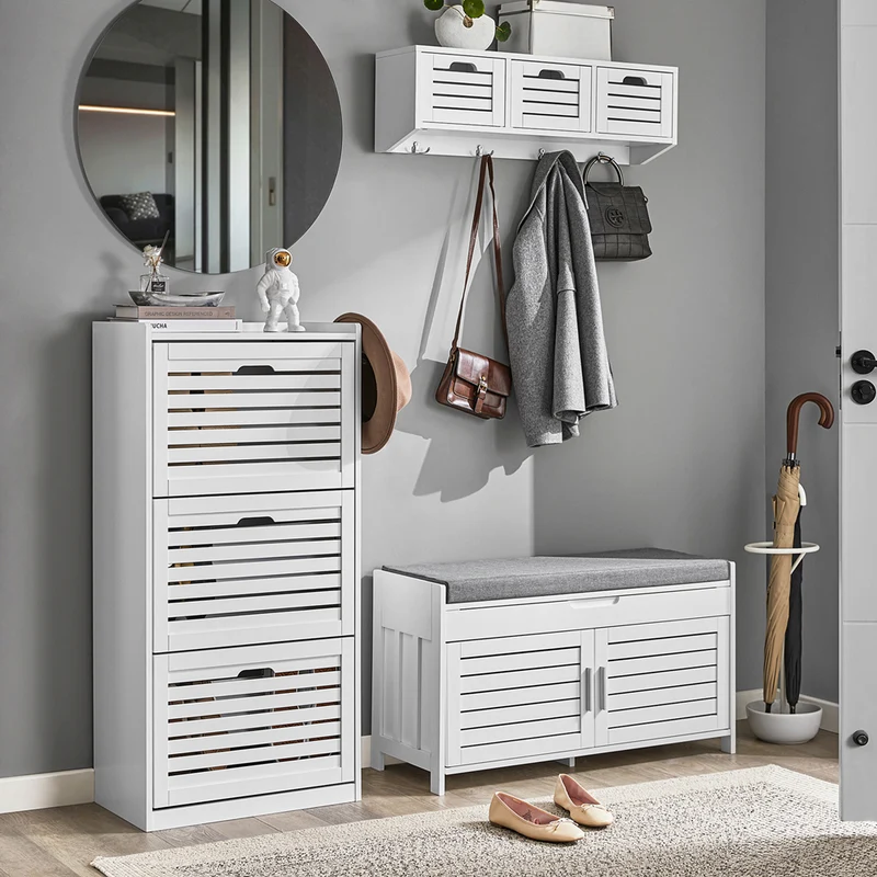 SoBuy | Garderobenbank | Sitzbank | Dielenbank | Schuhbank Weiß | FSR102-W