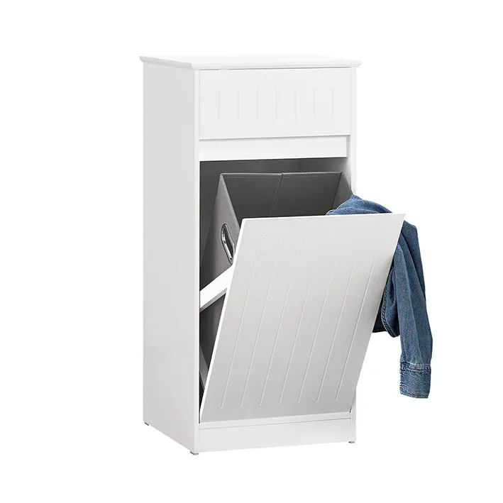 SoBuy | Wäscheschrank | mit ausklappbarem Wäschetruhe | Wäschekorb | Weiß | BZR110-W