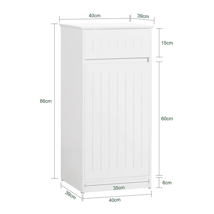 SoBuy | Wäscheschrank | mit ausklappbarem Wäschetruhe | Wäschekorb | Weiß | BZR110-W
