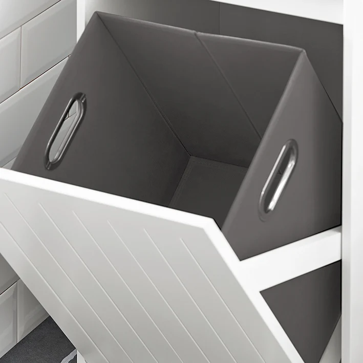 SoBuy | Wäscheschrank | mit ausklappbarem Wäschetruhe | Wäschekorb | Weiß | BZR110-W