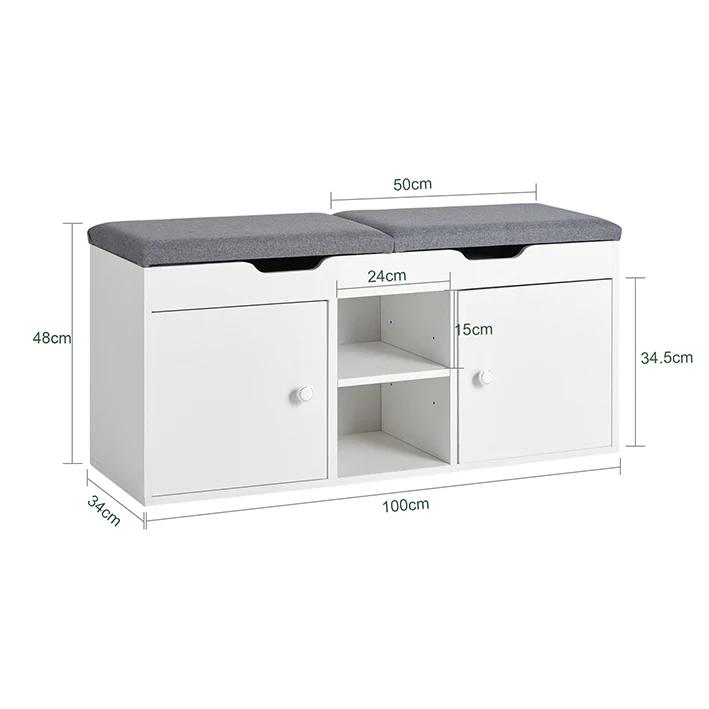 SoBuy | Garderobenbank | Bettbank | Schuhbank Weiß | FSR96-W