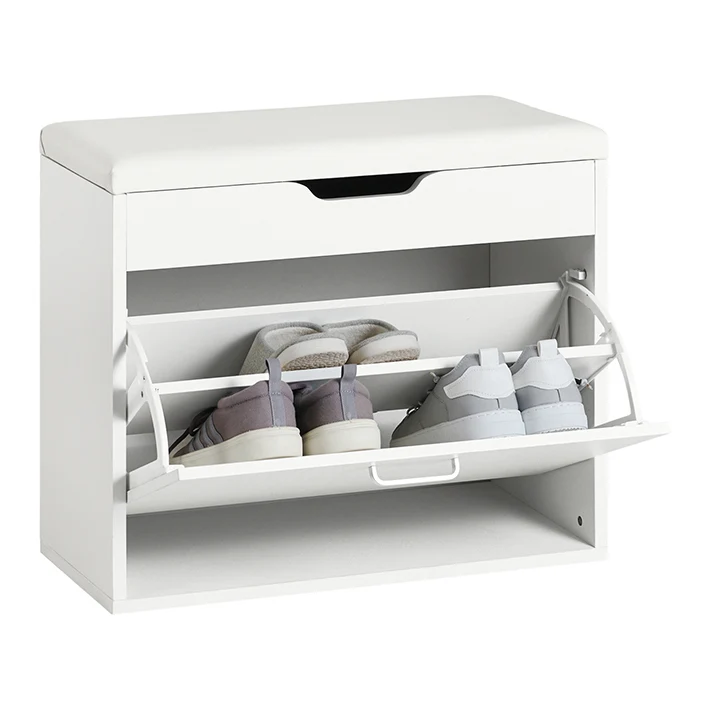 SoBuy | Schuhbank mit Sitzkissen | Sitzbank | Weiß | 60x50x30cm | FSR95-W