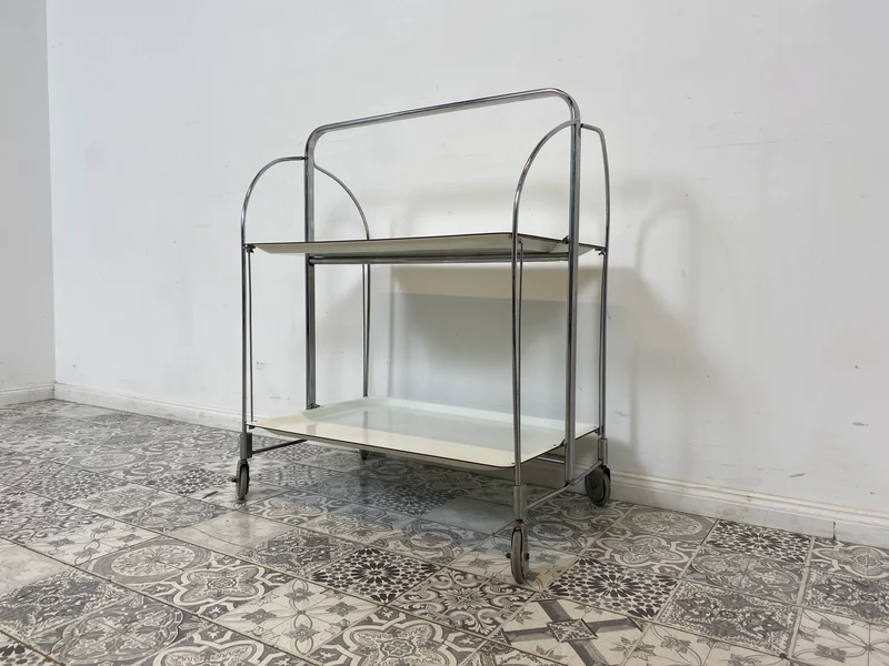 WMK Der Design Klassiker! Kultiger & sehr gut erhaltener faltbarer Dinette Servierwagen von Bremshey Solingen aus 1960er Jahren