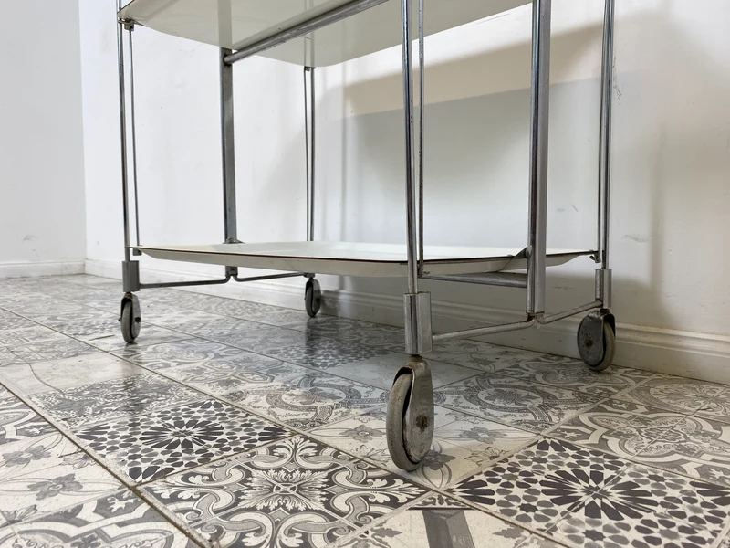 WMK Der Design Klassiker! Kultiger & sehr gut erhaltener faltbarer Dinette Servierwagen von Bremshey Solingen aus 1960er Jahren