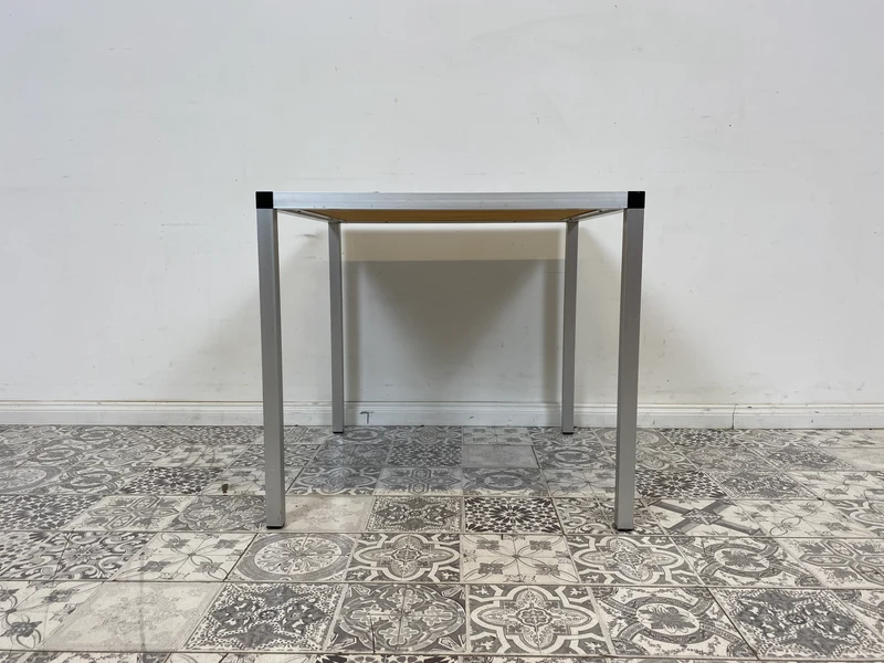 WMK Schicker Space Age Couchtisch aus gebürstetem Stahl und kunstvollen Fliesen