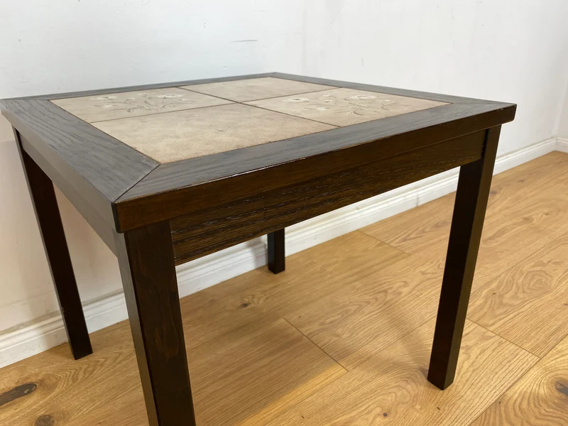 WMK Schöner skandinavischer Couchtisch aus Palisander mit kunstvoll gestalteten Fliesen