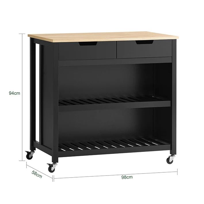 SoBuy | Kücheninsel | Küchenschrank | Küchenwagen | Schwarz-Natur | FKW74-SCH