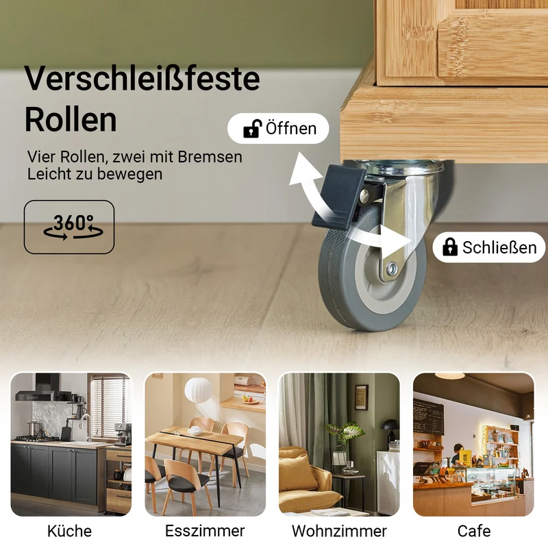 SoBuy | Küchenwagen | Küchenschrank Bambus | Servierwagen | FKW13-N