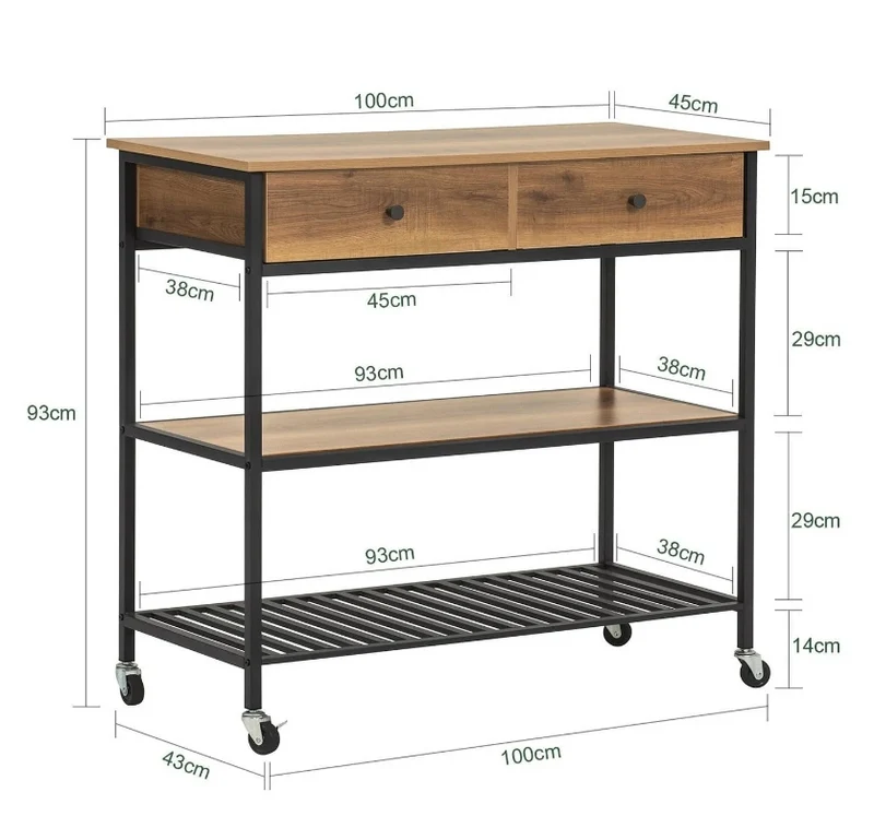 SoBuy | Küchenwagen | Sideboard | Servierwagen | Flurschrank | FKW112-PF