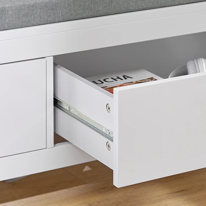 SoBuy | Sitzbank mit 2 Schubladen | Bettbank | Weiß | FSR74-W