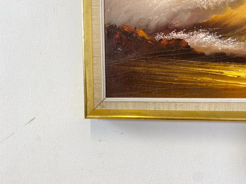 WMK Stimmungsvolles, gut gemaltes & sehr gut erhaltenes 50er Jahre Öl auf Leinwand Gemälde , 46x38cm, signiert, Gold/Weißer Holzrahmen