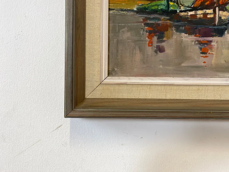 WMK Stimmungsvolles & gut erhaltenes Öl auf Leinwand Gemälde 62x45cm aus 1963 mit originalem Holzrahmen, signiert jedoch nicht zuzuordnen