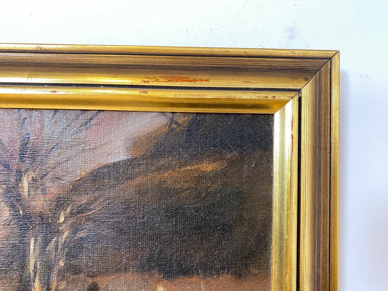WMK Gut gemalte 83x62 Öl auf Leinwand Replika des berühmten "Verwundeter Kürassier mit einem Mädchen" von Wojciech Adalbert Kossak aus 1970, goldener Holzrahmen
