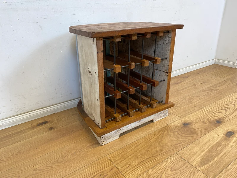 Boatwood by WMK # Besonderes Weinregal für 15 Flaschen gebaut aus echtem Fischerboot, ein handgefertigtes Unikat aus massivem Teakholz
