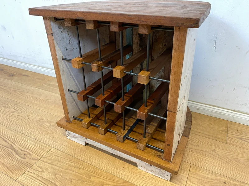 Boatwood by WMK # Besonderes Weinregal für 15 Flaschen gebaut aus echtem Fischerboot, ein handgefertigtes Unikat aus massivem Teakholz