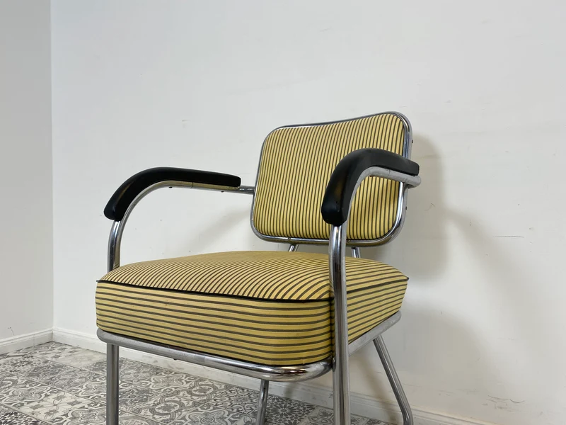 WMK Berühmter skandinavischer freitragender Stahlrohr Designersessel Attr von Fritz Hansen , 1930er Jahre
