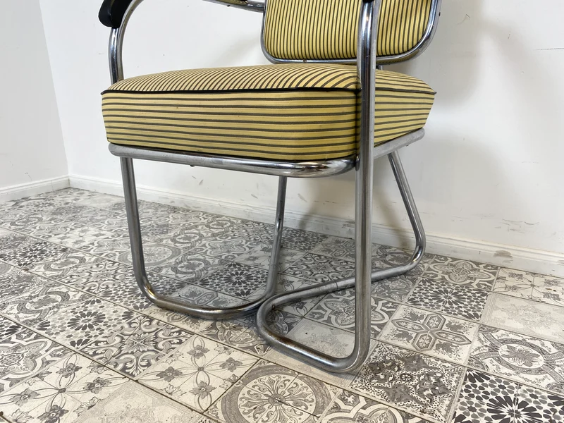 WMK Berühmter skandinavischer freitragender Stahlrohr Designersessel Attr von Fritz Hansen , 1930er Jahre