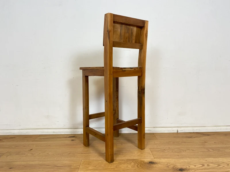 Boatwood by WMK # 1/3 Bunterschöner Barhocker aus altem Bootsholz, ein handgefertigtes Unikat aus massivem Teakholz