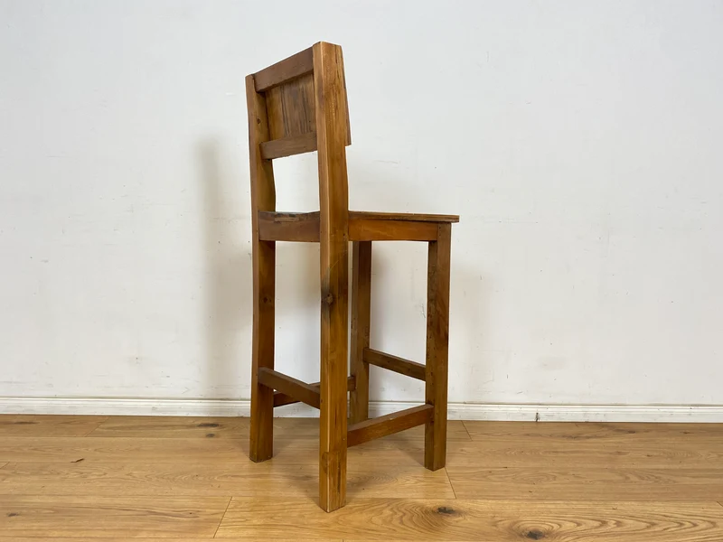 Boatwood by WMK # 1/3 Bunterschöner Barhocker aus altem Bootsholz, ein handgefertigtes Unikat aus massivem Teakholz