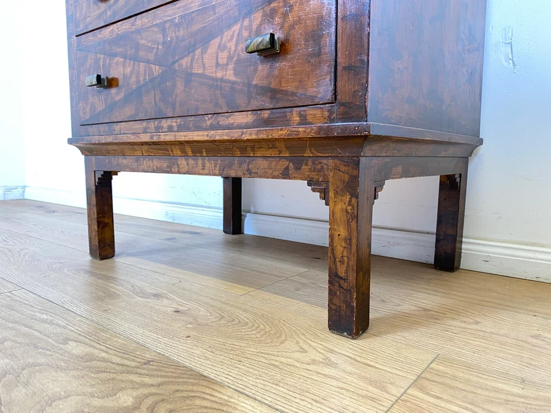 WMK Wunderschöne dänische antike Schubladenkommode aus vollem Holz mit Marmorplatte und hübschen Originalgriffen