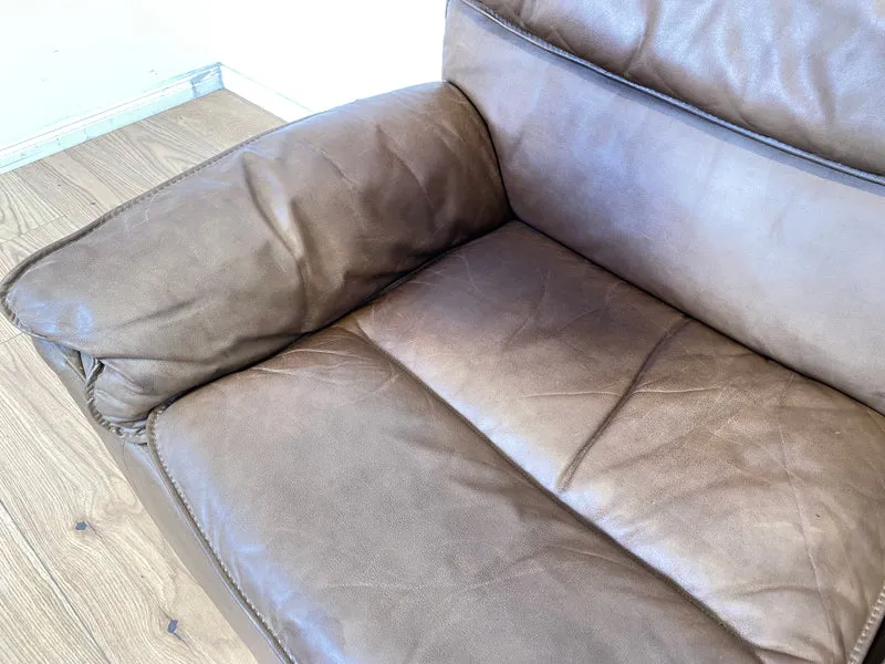 WMK Schöne & äußerst bequeme modulare Vintage Sitzgarnitur aus Sessel , 2er & 3er Sofa in Echtleder mit Patina