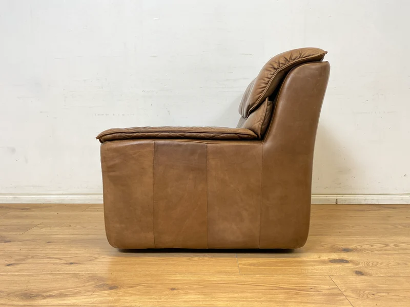 WMK Schöne & äußerst bequeme modulare Vintage Sitzgarnitur aus Sessel , 2er & 3er Sofa in Echtleder mit Patina