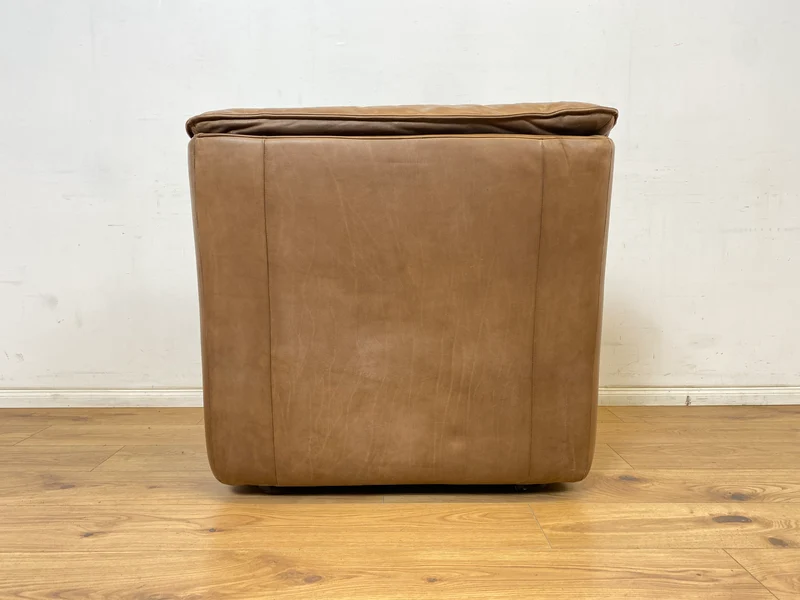 WMK Schöne & äußerst bequeme modulare Vintage Sitzgarnitur aus Sessel , 2er & 3er Sofa in Echtleder mit Patina