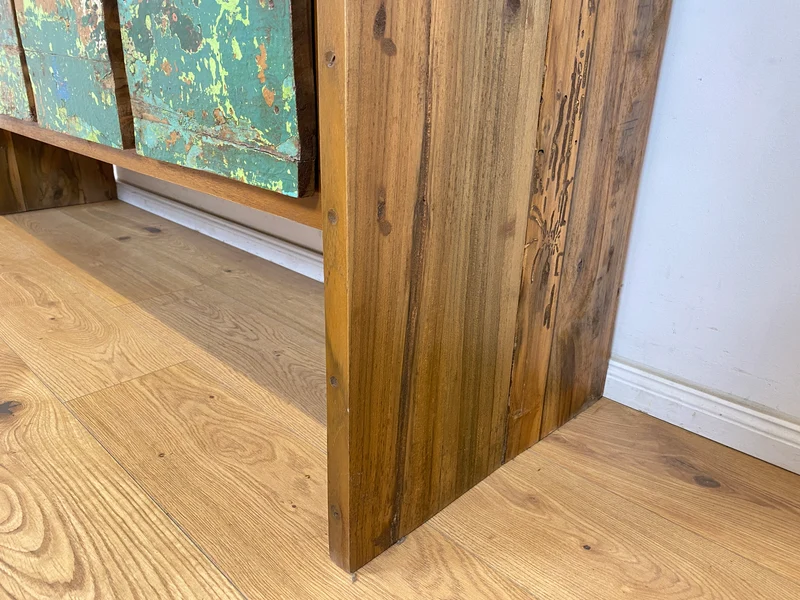 Boatwood by WMK # Einzigartiges Sideboard mit Schubladen, ein aus altem Bootsholz handgefertigtes Unikat aus massivem Teakholz