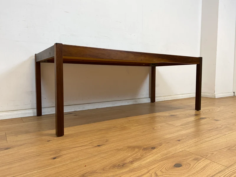 WMK Stilvoller und sehr gut erhaltener großer dänischer Couchtisch aus Palisander mit kunstvoll gestalteten Fliesen