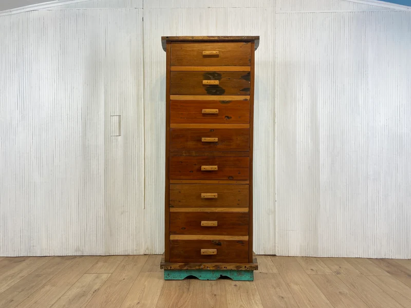 Boatwood by WMK # Besonderes Highboard aus altem Einbaum Boot mit 8 Schubladen , ein handgefertigtes Unikat aus massivem Teakholz