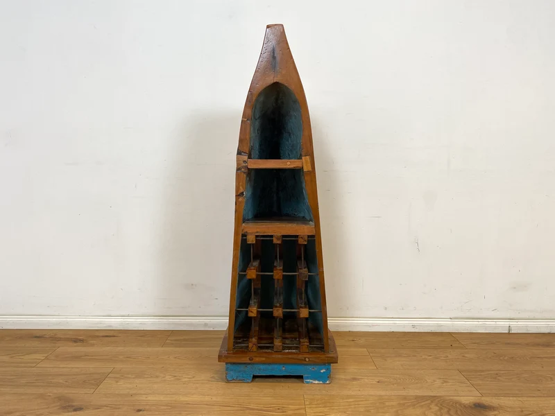 Boatwood by WMK # Außergewöhnliches Regal gebaut aus echtem Fischerboot, ein handgefertigtes Unikat aus massivem Teakholz